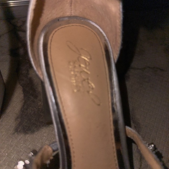 Jewel Badgley Mishchka silver rhinestone t strap block heels formal bridal 7 - Picture 4 of 14